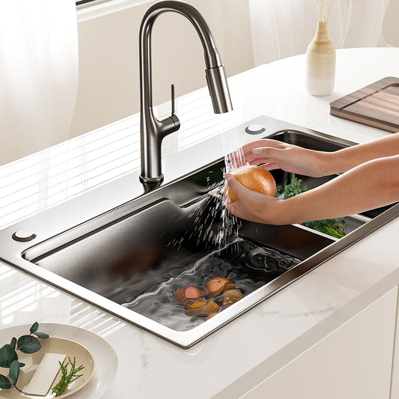 Contemporary Style Kitchen Sink Stainless Steel 3 Holes Drop-In Kitchen Sink Clearhalo 'Home Improvement' 'home_improvement' 'home_improvement_kitchen_sinks' 'Kitchen Remodel & Kitchen Fixtures' 'Kitchen Sinks & Faucet Components' 'Kitchen Sinks' 'kitchen_sinks' 6168456