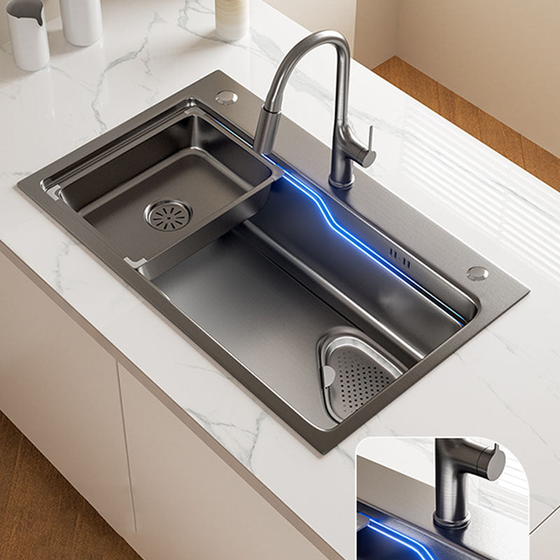 Contemporary Style Kitchen Sink Stainless Steel 3 Holes Drop-In Kitchen Sink Clearhalo 'Home Improvement' 'home_improvement' 'home_improvement_kitchen_sinks' 'Kitchen Remodel & Kitchen Fixtures' 'Kitchen Sinks & Faucet Components' 'Kitchen Sinks' 'kitchen_sinks' 6168457