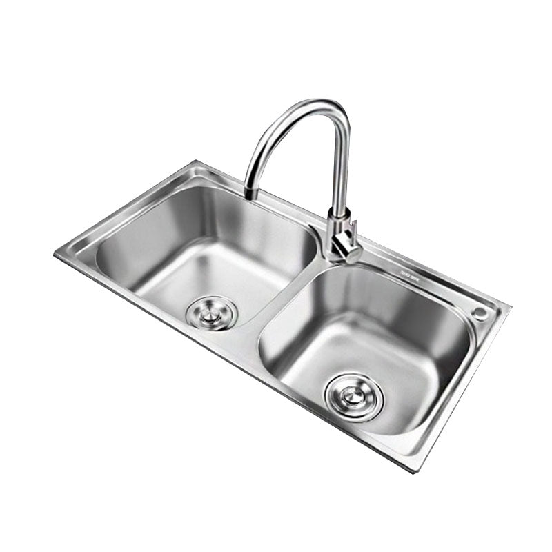 Classic Style Kitchen Sink Stainless Steel Kitchen Sink with Drain Strainer Kit Clearhalo 'Home Improvement' 'home_improvement' 'home_improvement_kitchen_sinks' 'Kitchen Remodel & Kitchen Fixtures' 'Kitchen Sinks & Faucet Components' 'Kitchen Sinks' 'kitchen_sinks' 6168465