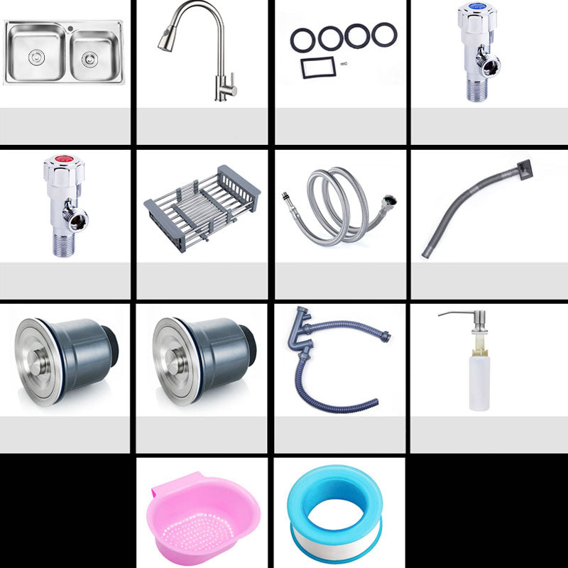 Classic Style Kitchen Sink Stainless Steel Kitchen Sink with Drain Strainer Kit Clearhalo 'Home Improvement' 'home_improvement' 'home_improvement_kitchen_sinks' 'Kitchen Remodel & Kitchen Fixtures' 'Kitchen Sinks & Faucet Components' 'Kitchen Sinks' 'kitchen_sinks' 6168471