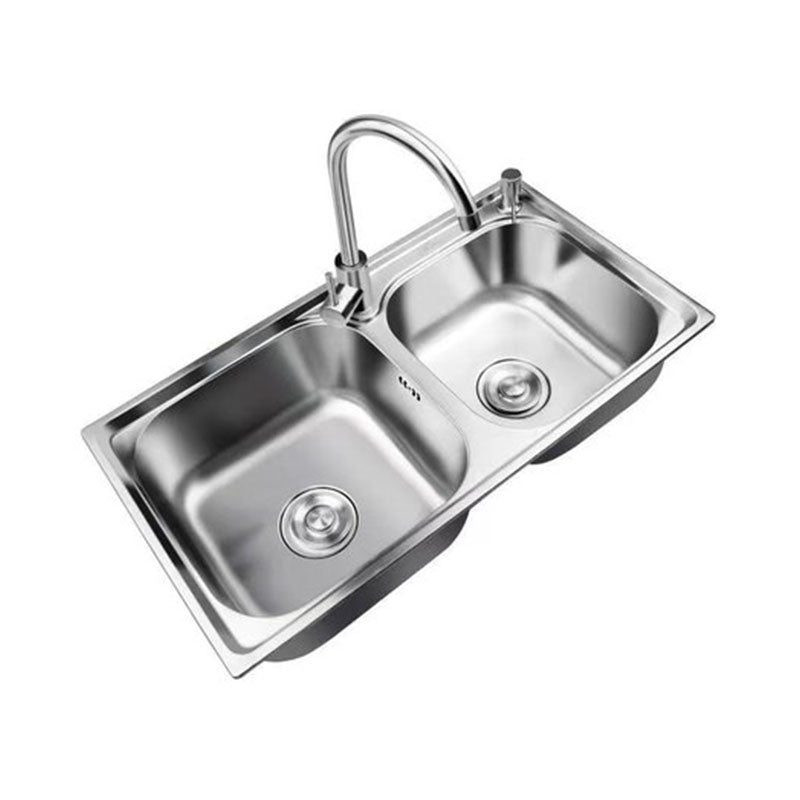 Classic Style Kitchen Sink Stainless Steel Kitchen Sink with Drain Strainer Kit Clearhalo 'Home Improvement' 'home_improvement' 'home_improvement_kitchen_sinks' 'Kitchen Remodel & Kitchen Fixtures' 'Kitchen Sinks & Faucet Components' 'Kitchen Sinks' 'kitchen_sinks' 6168482