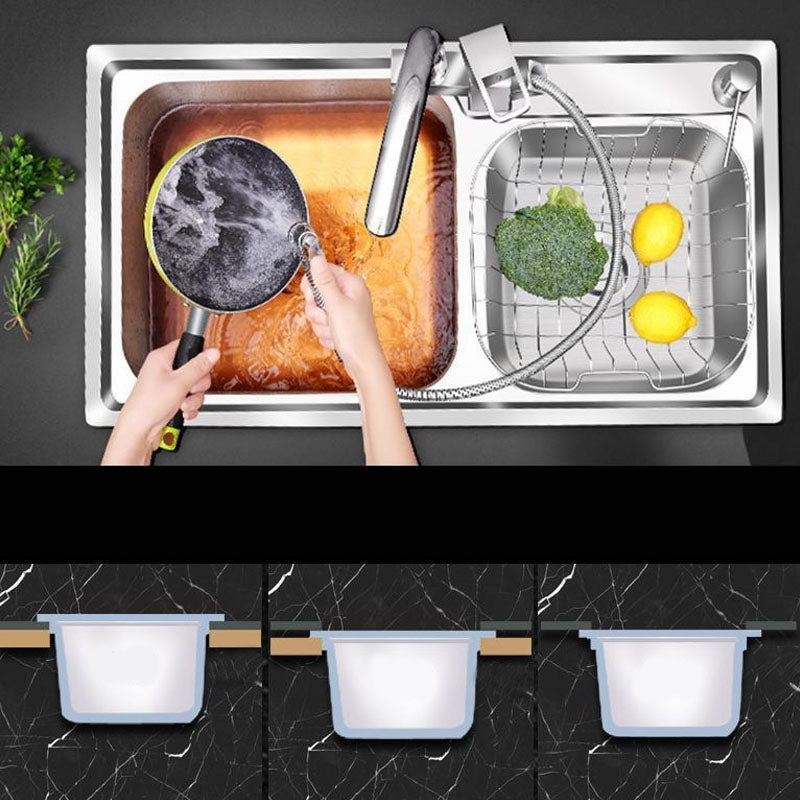 Classic Style Kitchen Sink Stainless Steel Kitchen Sink with Drain Strainer Kit Clearhalo 'Home Improvement' 'home_improvement' 'home_improvement_kitchen_sinks' 'Kitchen Remodel & Kitchen Fixtures' 'Kitchen Sinks & Faucet Components' 'Kitchen Sinks' 'kitchen_sinks' 6168483