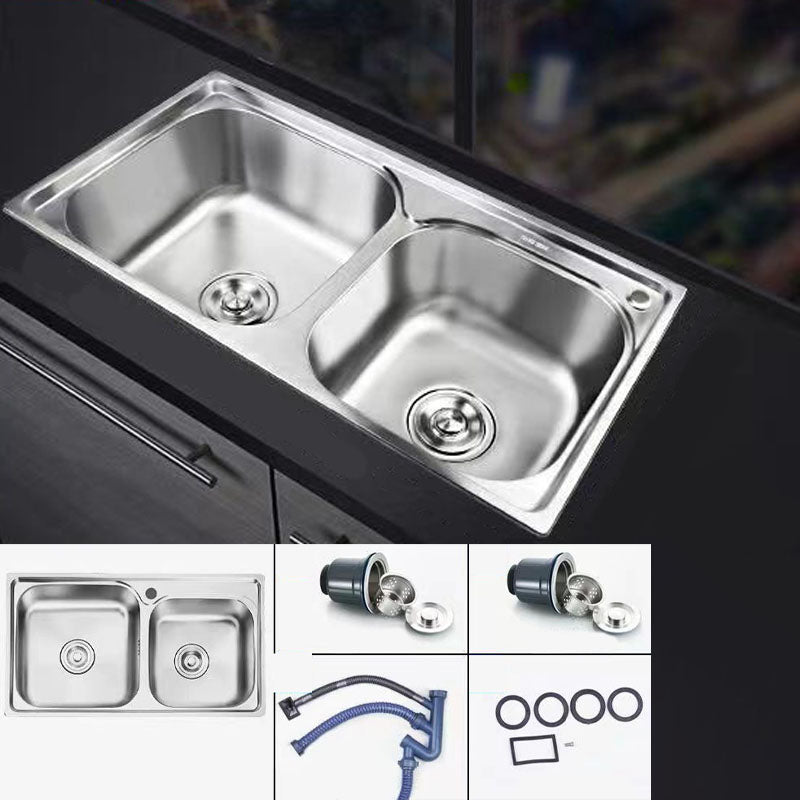Classic Style Kitchen Sink Stainless Steel Kitchen Sink with Drain Strainer Kit Sink Only Not Available Clearhalo 'Home Improvement' 'home_improvement' 'home_improvement_kitchen_sinks' 'Kitchen Remodel & Kitchen Fixtures' 'Kitchen Sinks & Faucet Components' 'Kitchen Sinks' 'kitchen_sinks' 6168484