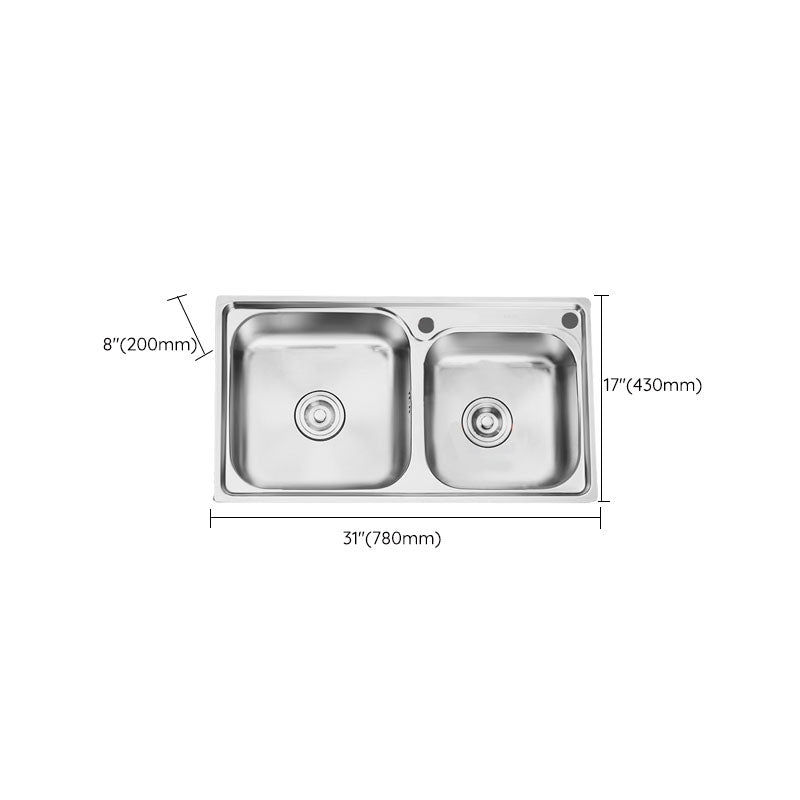 Classic Style Kitchen Sink Stainless Steel Kitchen Sink with Drain Strainer Kit Clearhalo 'Home Improvement' 'home_improvement' 'home_improvement_kitchen_sinks' 'Kitchen Remodel & Kitchen Fixtures' 'Kitchen Sinks & Faucet Components' 'Kitchen Sinks' 'kitchen_sinks' 6168490