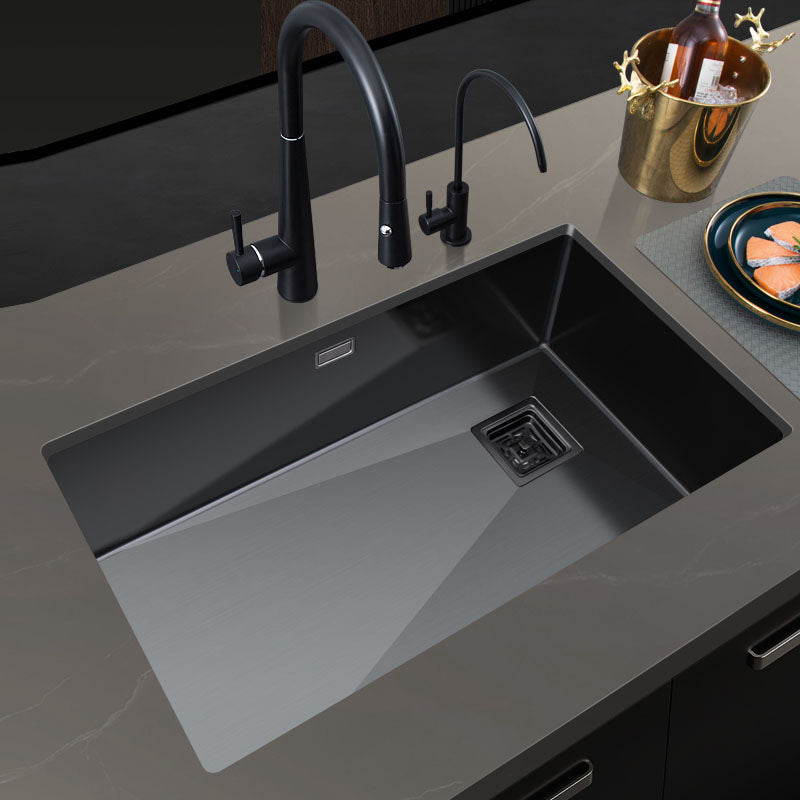Classic Kitchen Sink Stainless Steel 1 Holes Kitchen Sink with Drain Strainer Kit Clearhalo 'Home Improvement' 'home_improvement' 'home_improvement_kitchen_sinks' 'Kitchen Remodel & Kitchen Fixtures' 'Kitchen Sinks & Faucet Components' 'Kitchen Sinks' 'kitchen_sinks' 6168492