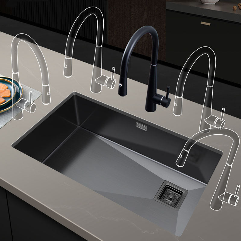 Classic Kitchen Sink Stainless Steel 1 Holes Kitchen Sink with Drain Strainer Kit Clearhalo 'Home Improvement' 'home_improvement' 'home_improvement_kitchen_sinks' 'Kitchen Remodel & Kitchen Fixtures' 'Kitchen Sinks & Faucet Components' 'Kitchen Sinks' 'kitchen_sinks' 6168493