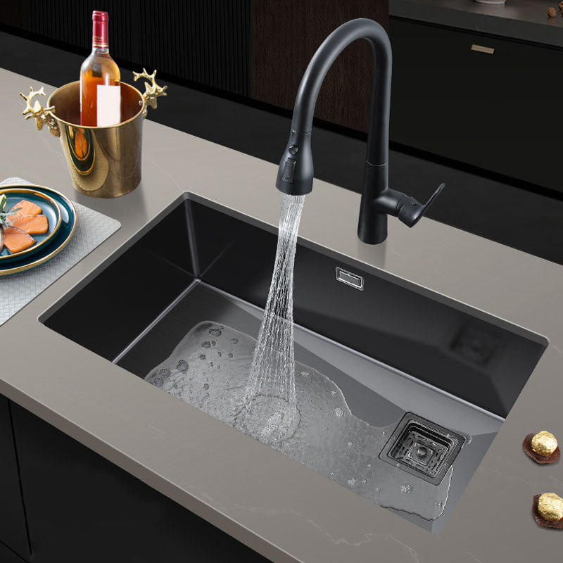 Classic Kitchen Sink Stainless Steel 1 Holes Kitchen Sink with Drain Strainer Kit Clearhalo 'Home Improvement' 'home_improvement' 'home_improvement_kitchen_sinks' 'Kitchen Remodel & Kitchen Fixtures' 'Kitchen Sinks & Faucet Components' 'Kitchen Sinks' 'kitchen_sinks' 6168495