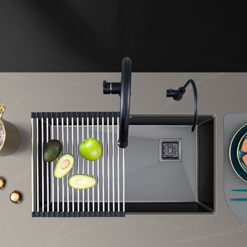 Classic Kitchen Sink Stainless Steel 1 Holes Kitchen Sink with Drain Strainer Kit Clearhalo 'Home Improvement' 'home_improvement' 'home_improvement_kitchen_sinks' 'Kitchen Remodel & Kitchen Fixtures' 'Kitchen Sinks & Faucet Components' 'Kitchen Sinks' 'kitchen_sinks' 6168517