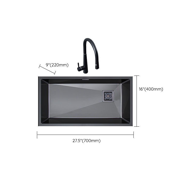 Classic Kitchen Sink Stainless Steel 1 Holes Kitchen Sink with Drain Strainer Kit Clearhalo 'Home Improvement' 'home_improvement' 'home_improvement_kitchen_sinks' 'Kitchen Remodel & Kitchen Fixtures' 'Kitchen Sinks & Faucet Components' 'Kitchen Sinks' 'kitchen_sinks' 6168526