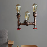 3 Lights Open Bulb Wall Lamp with Gauge/Valve Decoration Industrial Style Bronze Metal Wall Mount Light over Table Clearhalo 'Art deco wall lights' 'Cast Iron' 'Glass' 'Industrial wall lights' 'Industrial' 'Middle century wall lights' 'Modern' 'Rustic wall lights' 'Tiffany' 'Traditional wall lights' 'Wall Lamps & Sconces' 'Wall Lights' Lighting' 616873