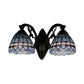 Baroque Dome Sconce Light with Curved Arm Stained Glass 2 Light Wall Light 11"/8.5" Height in Blue for Bedroom Clearhalo 'Industrial' 'Middle century wall lights' 'Tiffany wall lights' 'Tiffany' 'Wall Lamps & Sconces' 'Wall Lights' Lighting' 61725