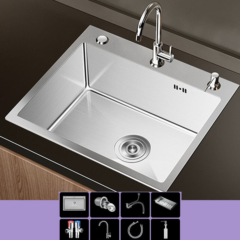 Modern Workstation Sink Stainless Steel with Drain Assembly and Faucet Kitchen Sink 22"L x 18"W x 8"H Sink with Faucet Round Faucet Clearhalo 'Home Improvement' 'home_improvement' 'home_improvement_kitchen_sinks' 'Kitchen Remodel & Kitchen Fixtures' 'Kitchen Sinks & Faucet Components' 'Kitchen Sinks' 'kitchen_sinks' 6176555