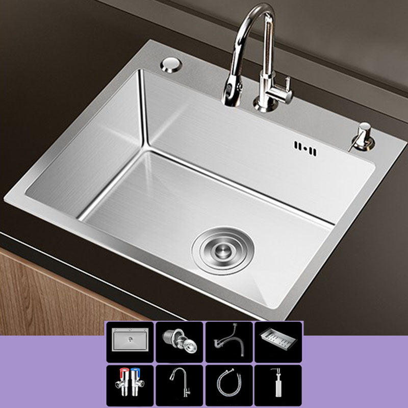 Modern Workstation Sink Stainless Steel with Drain Assembly and Faucet Kitchen Sink 22"L x 18"W x 8"H Sink with Faucet Pull Out Faucet Clearhalo 'Home Improvement' 'home_improvement' 'home_improvement_kitchen_sinks' 'Kitchen Remodel & Kitchen Fixtures' 'Kitchen Sinks & Faucet Components' 'Kitchen Sinks' 'kitchen_sinks' 6176562