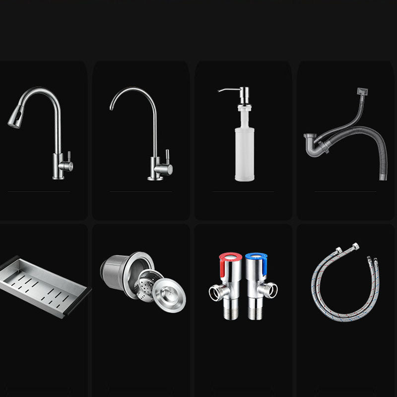 Modern Workstation Sink Stainless Steel with Drain Assembly and Faucet Kitchen Sink Clearhalo 'Home Improvement' 'home_improvement' 'home_improvement_kitchen_sinks' 'Kitchen Remodel & Kitchen Fixtures' 'Kitchen Sinks & Faucet Components' 'Kitchen Sinks' 'kitchen_sinks' 6176586