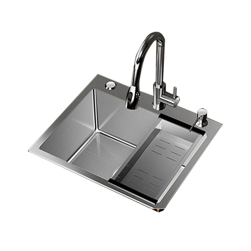 Modern Workstation Sink Stainless Steel with Drain Assembly and Faucet Kitchen Sink Clearhalo 'Home Improvement' 'home_improvement' 'home_improvement_kitchen_sinks' 'Kitchen Remodel & Kitchen Fixtures' 'Kitchen Sinks & Faucet Components' 'Kitchen Sinks' 'kitchen_sinks' 6176592