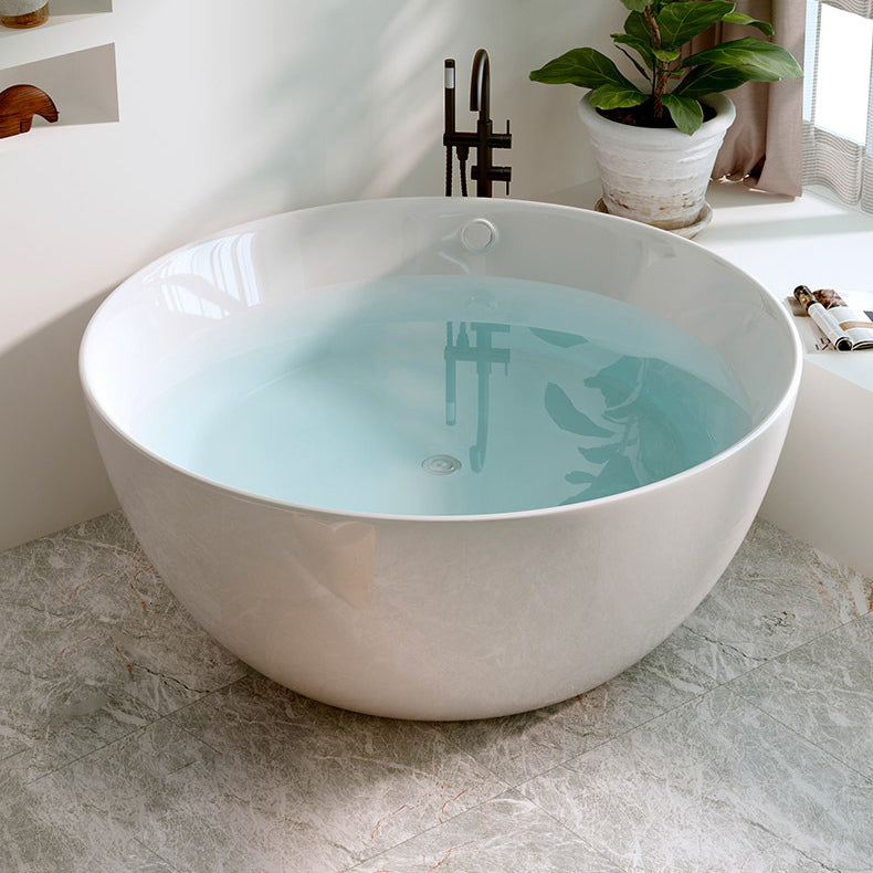Round White Acrylic-Fiberglass Bathtub Soaking Freestanding Bath Tub 75"L x 75"W x 24"H Clearhalo 'Bathroom Remodel & Bathroom Fixtures' 'Bathtubs' 'Home Improvement' 'home_improvement' 'home_improvement_bathtubs' 'Showers & Bathtubs' 6176728