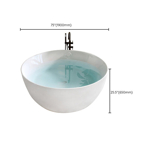 Round White Acrylic-Fiberglass Bathtub Soaking Freestanding Bath Tub Clearhalo 'Bathroom Remodel & Bathroom Fixtures' 'Bathtubs' 'Home Improvement' 'home_improvement' 'home_improvement_bathtubs' 'Showers & Bathtubs' 6176745