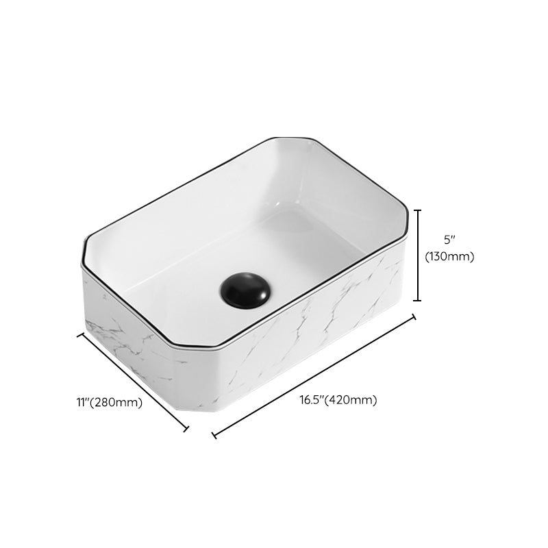 Contemporary Bathroom Sink Pop-Up Drain Porcelain Rectangular Vessel Clearhalo 'Bathroom Remodel & Bathroom Fixtures' 'Bathroom Sinks & Faucet Components' 'Bathroom Sinks' 'bathroom_sink' 'Home Improvement' 'home_improvement' 'home_improvement_bathroom_sink' 6176890