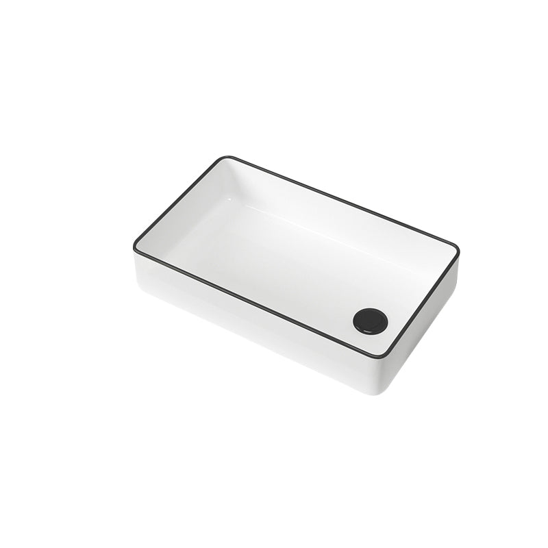 Contemporary Bathroom Sink Pop-Up Drain Porcelain Rectangular Vessel Sink Clearhalo 'Bathroom Remodel & Bathroom Fixtures' 'Bathroom Sinks & Faucet Components' 'Bathroom Sinks' 'bathroom_sink' 'Home Improvement' 'home_improvement' 'home_improvement_bathroom_sink' 6176905