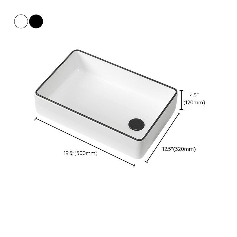Contemporary Bathroom Sink Pop-Up Drain Porcelain Rectangular Vessel Sink Clearhalo 'Bathroom Remodel & Bathroom Fixtures' 'Bathroom Sinks & Faucet Components' 'Bathroom Sinks' 'bathroom_sink' 'Home Improvement' 'home_improvement' 'home_improvement_bathroom_sink' 6176914