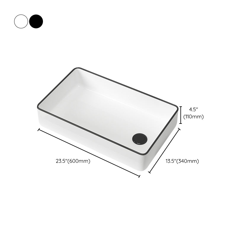 Contemporary Bathroom Sink Pop-Up Drain Porcelain Rectangular Vessel Sink Clearhalo 'Bathroom Remodel & Bathroom Fixtures' 'Bathroom Sinks & Faucet Components' 'Bathroom Sinks' 'bathroom_sink' 'Home Improvement' 'home_improvement' 'home_improvement_bathroom_sink' 6176915