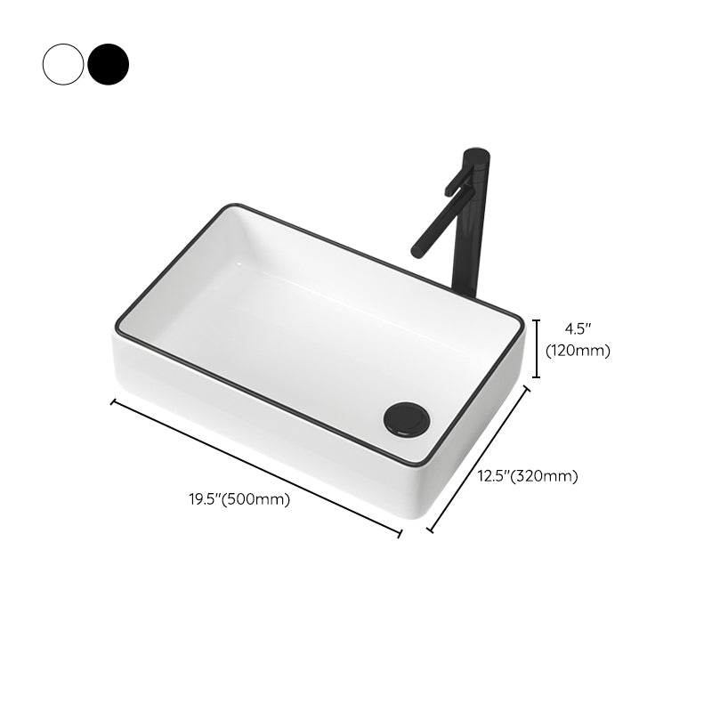 Contemporary Bathroom Sink Pop-Up Drain Porcelain Rectangular Vessel Sink Clearhalo 'Bathroom Remodel & Bathroom Fixtures' 'Bathroom Sinks & Faucet Components' 'Bathroom Sinks' 'bathroom_sink' 'Home Improvement' 'home_improvement' 'home_improvement_bathroom_sink' 6176916