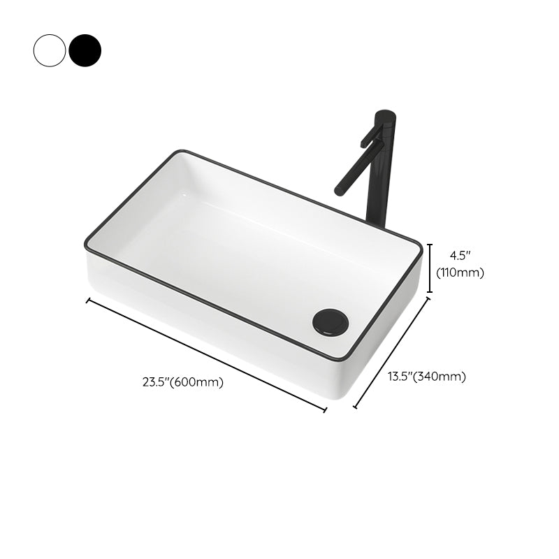 Contemporary Bathroom Sink Pop-Up Drain Porcelain Rectangular Vessel Sink Clearhalo 'Bathroom Remodel & Bathroom Fixtures' 'Bathroom Sinks & Faucet Components' 'Bathroom Sinks' 'bathroom_sink' 'Home Improvement' 'home_improvement' 'home_improvement_bathroom_sink' 6176917
