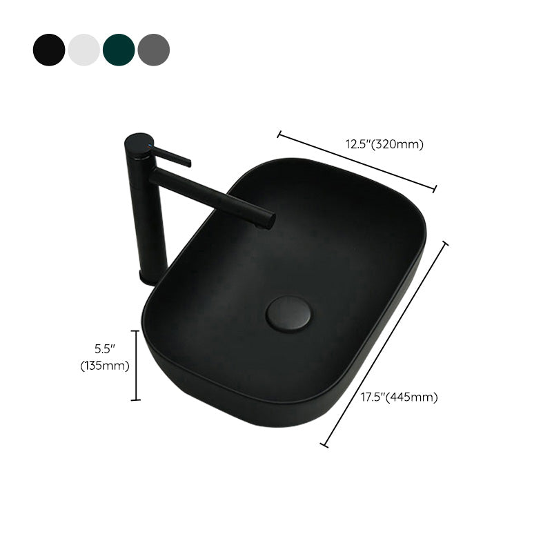 Contemporary Bathroom Sink Pop-Up Drain Porcelain Solid Color Rectangular Vessel Sink Clearhalo 'Bathroom Remodel & Bathroom Fixtures' 'Bathroom Sinks & Faucet Components' 'Bathroom Sinks' 'bathroom_sink' 'Home Improvement' 'home_improvement' 'home_improvement_bathroom_sink' 6177658