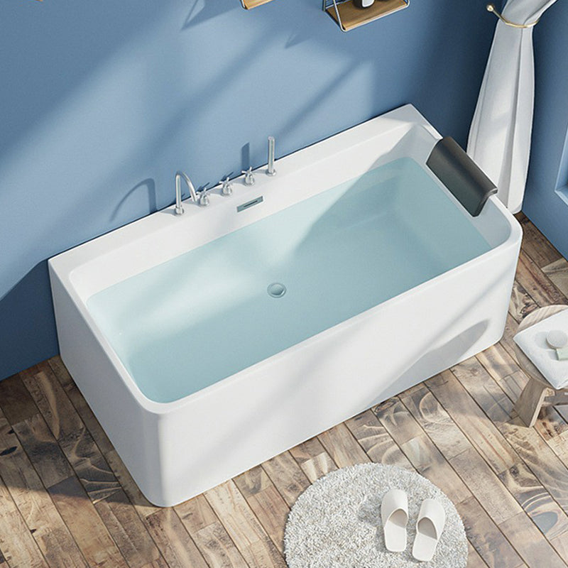 Freestanding Acrylic Bathtub Rectangular Modern Bathtub with Drain and Overflow Trim Tub with Silver 5-Piece Set Clearhalo 'Bathroom Remodel & Bathroom Fixtures' 'Bathtubs' 'Home Improvement' 'home_improvement' 'home_improvement_bathtubs' 'Showers & Bathtubs' 6180550