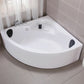 Modern Corner Acrylic-Fiberglass Bathtub Soaking Bathtub with Seat Tub with Silver 5-Piece Set Clearhalo 'Bathroom Remodel & Bathroom Fixtures' 'Bathtubs' 'Home Improvement' 'home_improvement' 'home_improvement_bathtubs' 'Showers & Bathtubs' 6180619