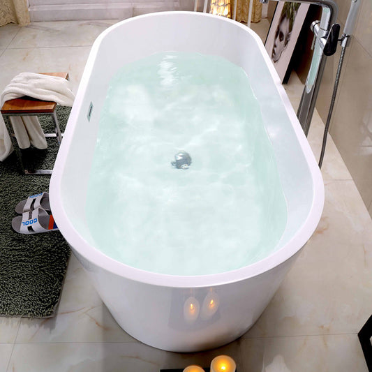 Acrylic Oval Bathtub with Overflow Trim White Soaking Tub with Drain Clearhalo 'Bathroom Remodel & Bathroom Fixtures' 'Bathtubs' 'Home Improvement' 'home_improvement' 'home_improvement_bathtubs' 'Showers & Bathtubs' 6180708