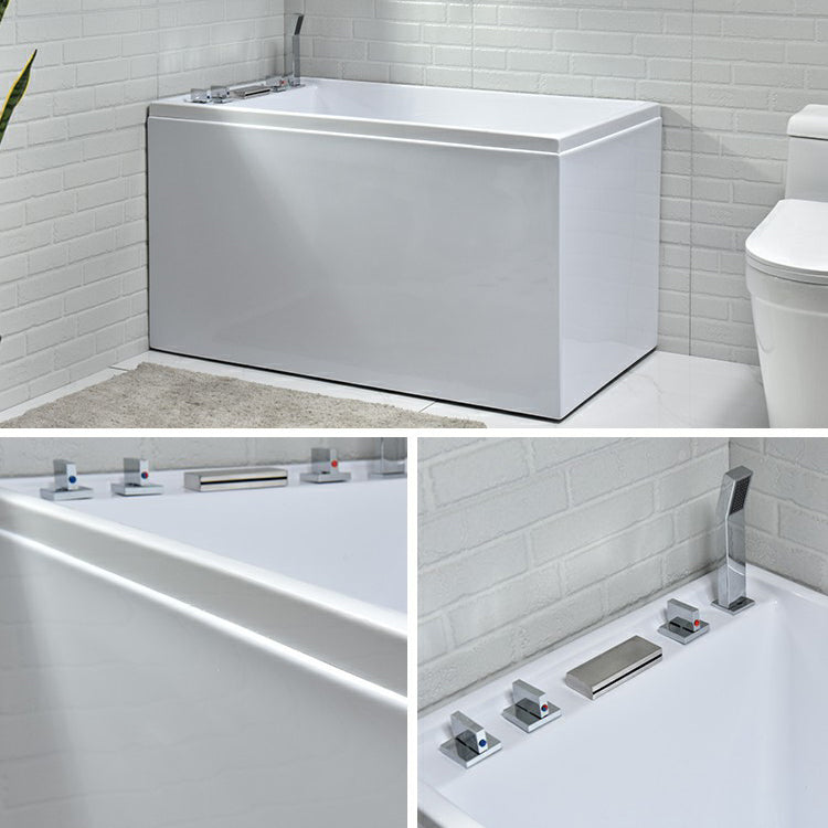 Modern Rectangle Bathtub with Drain White Acrylic Soaking Tub Clearhalo 'Bathroom Remodel & Bathroom Fixtures' 'Bathtubs' 'Home Improvement' 'home_improvement' 'home_improvement_bathtubs' 'Showers & Bathtubs' 6182330