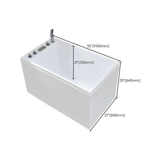 Modern Rectangle Bathtub with Drain White Acrylic Soaking Tub Clearhalo 'Bathroom Remodel & Bathroom Fixtures' 'Bathtubs' 'Home Improvement' 'home_improvement' 'home_improvement_bathtubs' 'Showers & Bathtubs' 6182342