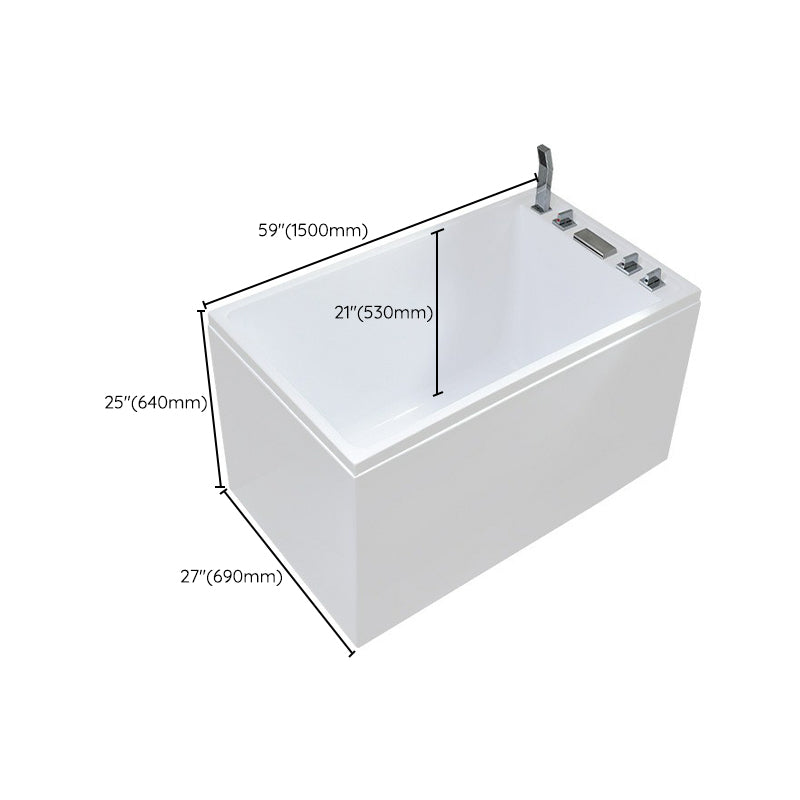 Modern Rectangle Bathtub with Drain White Acrylic Soaking Tub Clearhalo 'Bathroom Remodel & Bathroom Fixtures' 'Bathtubs' 'Home Improvement' 'home_improvement' 'home_improvement_bathtubs' 'Showers & Bathtubs' 6182345