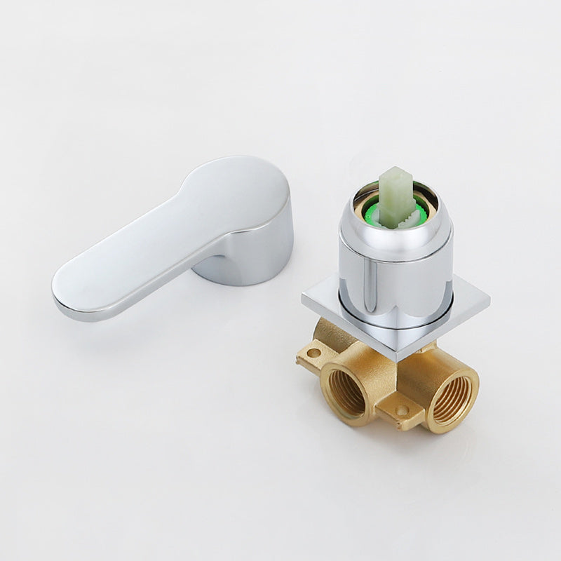 1-Handle Brushed Nickel Widespread Faucet 2-Hole Wall Mounted Bathroom Faucet Clearhalo 'Bathroom Remodel & Bathroom Fixtures' 'Bathroom Sink Faucets' 'Bathroom Sinks & Faucet Components' 'bathroom_sink_faucets' 'Home Improvement' 'home_improvement' 'home_improvement_bathroom_sink_faucets' 6184246