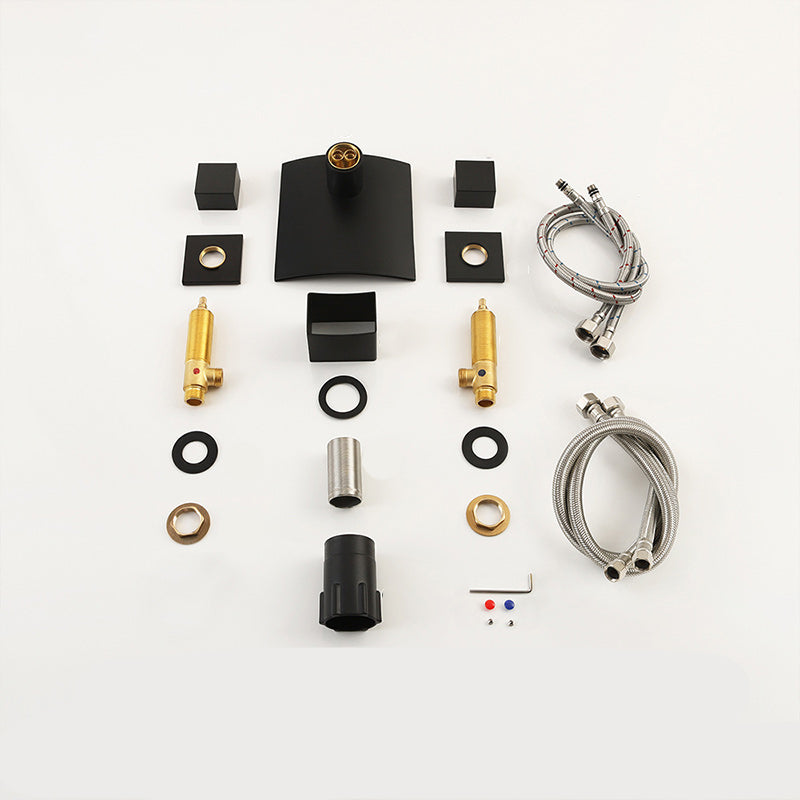 2-Handle Brushed Nickel Widespread Faucet 3 Hole Widespread Sink Faucet with LED Lighting Clearhalo 'Bathroom Remodel & Bathroom Fixtures' 'Bathroom Sink Faucets' 'Bathroom Sinks & Faucet Components' 'bathroom_sink_faucets' 'Home Improvement' 'home_improvement' 'home_improvement_bathroom_sink_faucets' 6187406