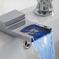 LED Widespread Lavatory Faucet Double Handle Bathroom Faucet Waterfall Spout Faucet Clearhalo 'Bathroom Remodel & Bathroom Fixtures' 'Bathroom Sink Faucets' 'Bathroom Sinks & Faucet Components' 'bathroom_sink_faucets' 'Home Improvement' 'home_improvement' 'home_improvement_bathroom_sink_faucets' 6187467
