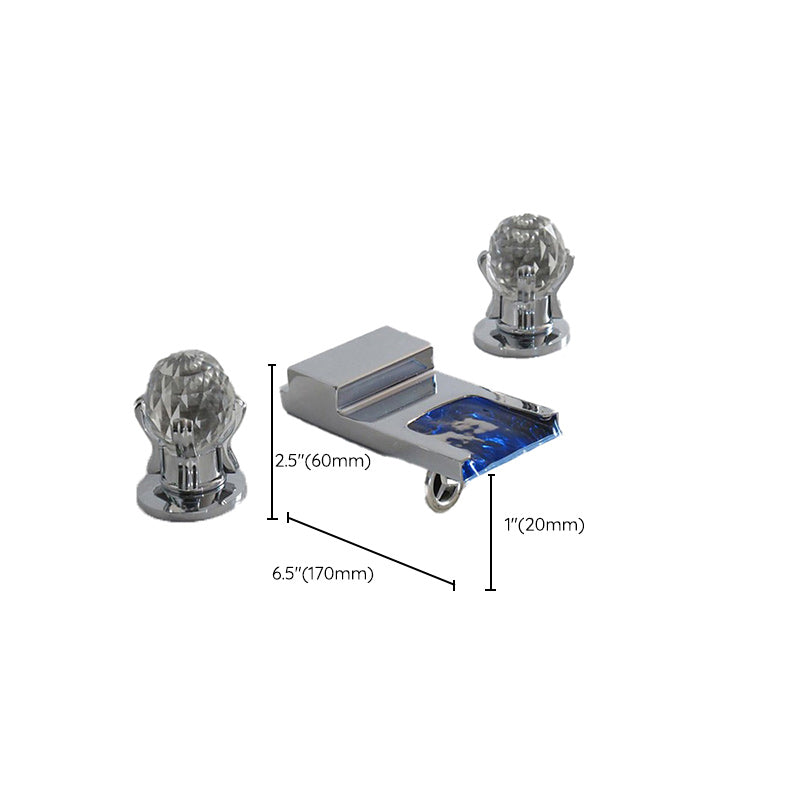 LED Widespread Lavatory Faucet Double Handle Bathroom Faucet Waterfall Spout Faucet Clearhalo 'Bathroom Remodel & Bathroom Fixtures' 'Bathroom Sink Faucets' 'Bathroom Sinks & Faucet Components' 'bathroom_sink_faucets' 'Home Improvement' 'home_improvement' 'home_improvement_bathroom_sink_faucets' 6187473