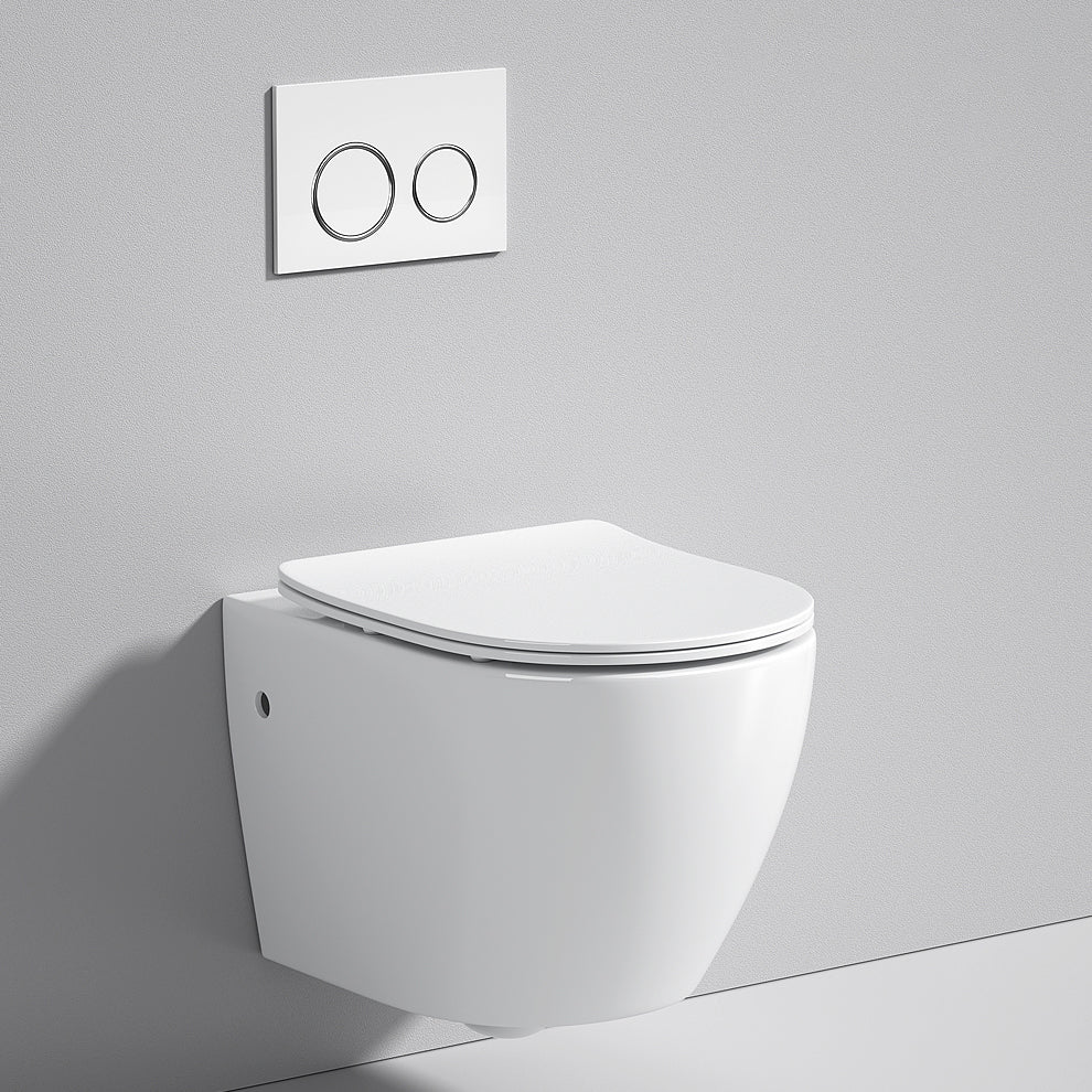 Modern White Flush Toilet Wall Hung One-Piece Toilet with Slow Close Seat Clearhalo 'Bathroom Remodel & Bathroom Fixtures' 'Home Improvement' 'home_improvement' 'home_improvement_toilets' 'Toilets & Bidets' 'Toilets' 6191122