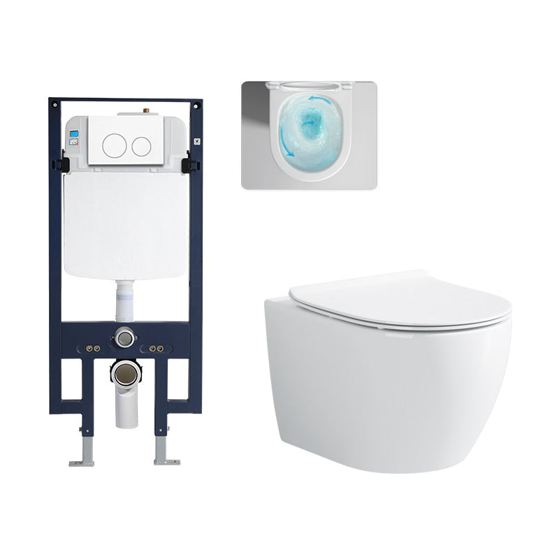 Modern White Flush Toilet Wall Hung One-Piece Toilet with Slow Close Seat Toilet with Tanker Clearhalo 'Bathroom Remodel & Bathroom Fixtures' 'Home Improvement' 'home_improvement' 'home_improvement_toilets' 'Toilets & Bidets' 'Toilets' 6191123