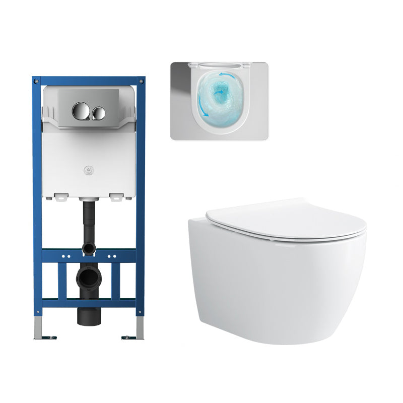 Modern White Flush Toilet Wall Hung One-Piece Toilet with Slow Close Seat Toilet with High Tanker Clearhalo 'Bathroom Remodel & Bathroom Fixtures' 'Home Improvement' 'home_improvement' 'home_improvement_toilets' 'Toilets & Bidets' 'Toilets' 6191124