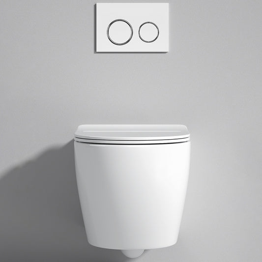 Modern White Flush Toilet Wall Hung One-Piece Toilet with Slow Close Seat Clearhalo 'Bathroom Remodel & Bathroom Fixtures' 'Home Improvement' 'home_improvement' 'home_improvement_toilets' 'Toilets & Bidets' 'Toilets' 6191125