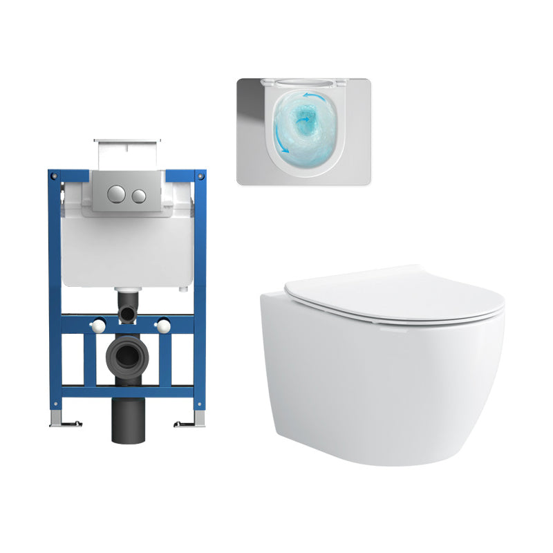 Modern White Flush Toilet Wall Hung One-Piece Toilet with Slow Close Seat Toilet with Low Tanker Clearhalo 'Bathroom Remodel & Bathroom Fixtures' 'Home Improvement' 'home_improvement' 'home_improvement_toilets' 'Toilets & Bidets' 'Toilets' 6191126