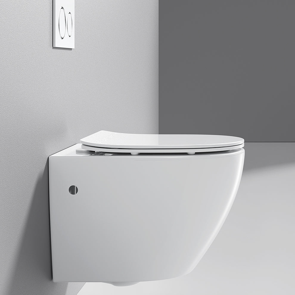 Modern White Flush Toilet Wall Hung One-Piece Toilet with Slow Close Seat Clearhalo 'Bathroom Remodel & Bathroom Fixtures' 'Home Improvement' 'home_improvement' 'home_improvement_toilets' 'Toilets & Bidets' 'Toilets' 6191127