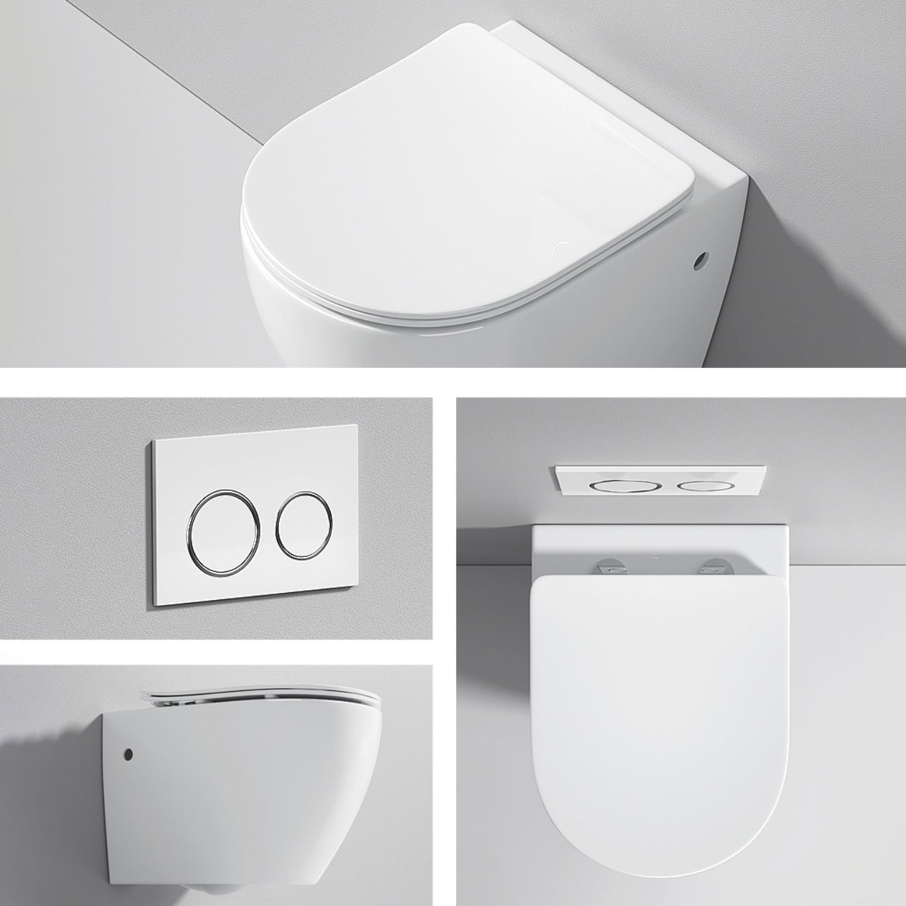 Modern White Flush Toilet Wall Hung One-Piece Toilet with Slow Close Seat Clearhalo 'Bathroom Remodel & Bathroom Fixtures' 'Home Improvement' 'home_improvement' 'home_improvement_toilets' 'Toilets & Bidets' 'Toilets' 6191130