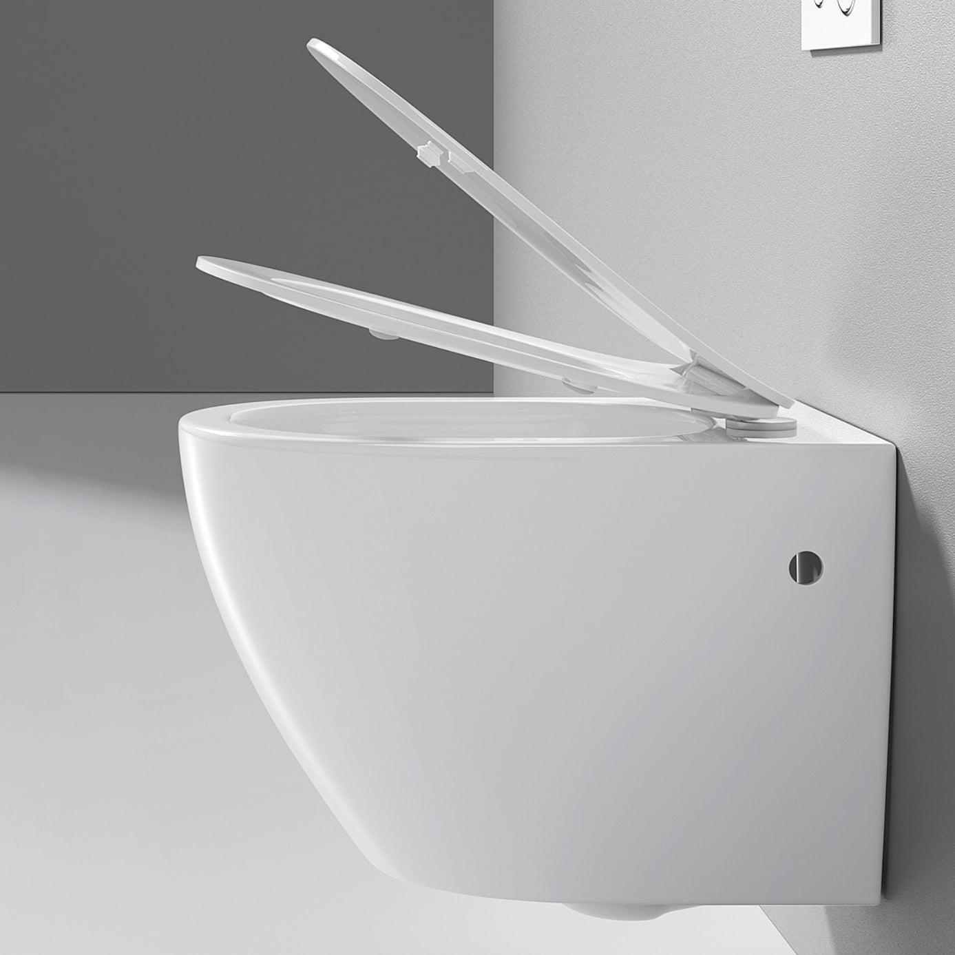Modern White Flush Toilet Wall Hung One-Piece Toilet with Slow Close Seat Clearhalo 'Bathroom Remodel & Bathroom Fixtures' 'Home Improvement' 'home_improvement' 'home_improvement_toilets' 'Toilets & Bidets' 'Toilets' 6191136