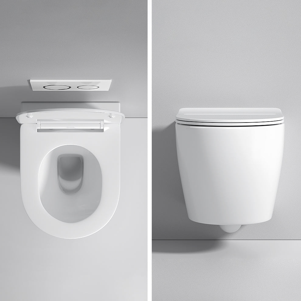 Modern White Flush Toilet Wall Hung One-Piece Toilet with Slow Close Seat Clearhalo 'Bathroom Remodel & Bathroom Fixtures' 'Home Improvement' 'home_improvement' 'home_improvement_toilets' 'Toilets & Bidets' 'Toilets' 6191138