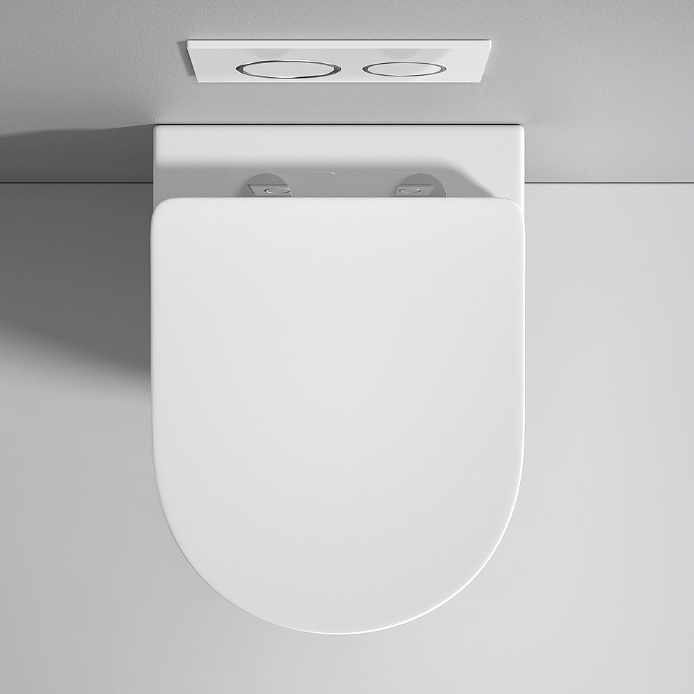 Modern White Flush Toilet Wall Hung One-Piece Toilet with Slow Close Seat Clearhalo 'Bathroom Remodel & Bathroom Fixtures' 'Home Improvement' 'home_improvement' 'home_improvement_toilets' 'Toilets & Bidets' 'Toilets' 6191140
