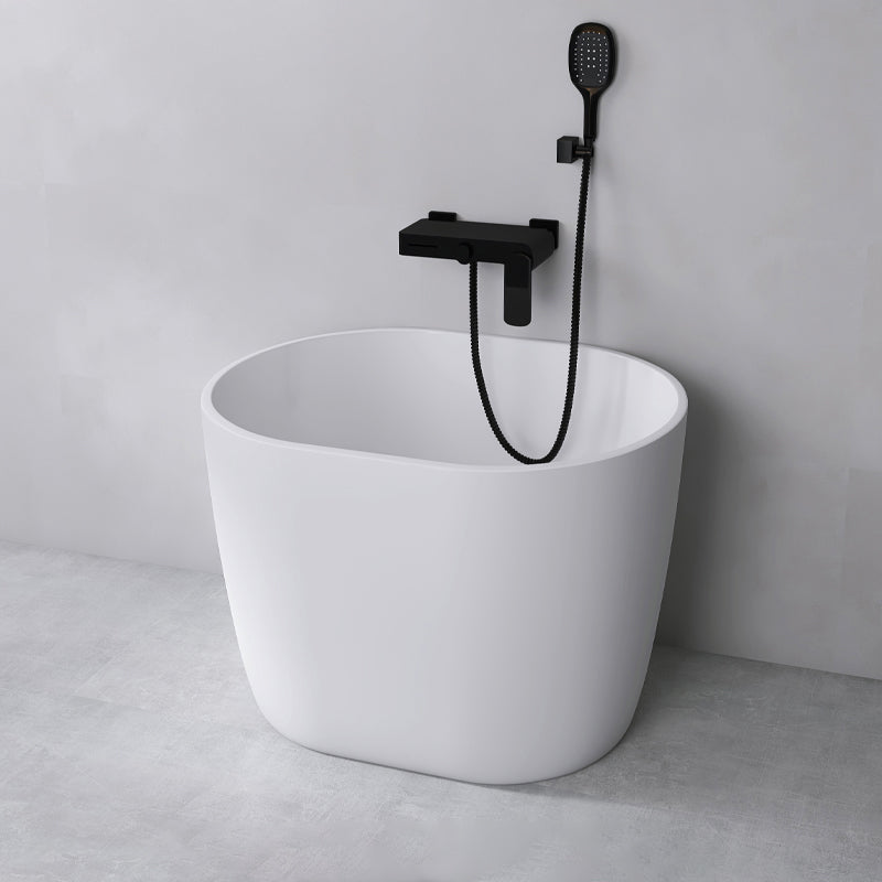 Modern Oval Soaking Bath Tub Freestanding Acrylic-Fiberglass Bath Tub 31"L x 24"W x 27"H Tub with Wall Mounted Faucets Clearhalo 'Bathroom Remodel & Bathroom Fixtures' 'Bathtubs' 'Home Improvement' 'home_improvement' 'home_improvement_bathtubs' 'Showers & Bathtubs' 6193955