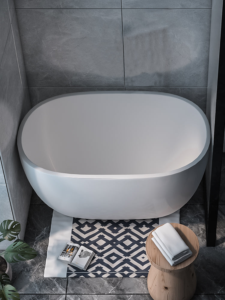Modern Oval Soaking Bath Tub Freestanding Acrylic-Fiberglass Bath Tub 31"L x 24"W x 27"H Tub Clearhalo 'Bathroom Remodel & Bathroom Fixtures' 'Bathtubs' 'Home Improvement' 'home_improvement' 'home_improvement_bathtubs' 'Showers & Bathtubs' 6193956